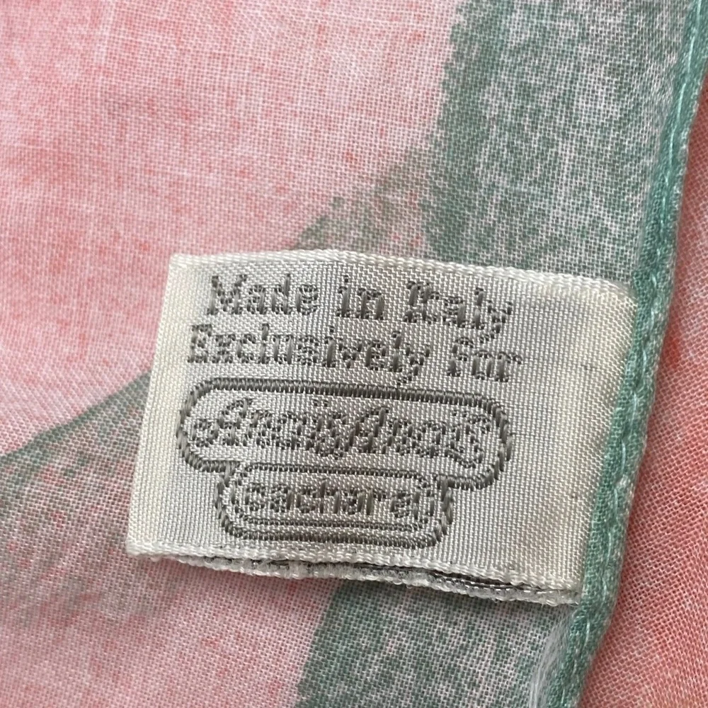 CACHAREL for Anais Anais Cotton Scarf Italy 44” x 60” Green Pink Gray